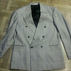 40L Wool/Silk Houndstooth DoubleBreasted Blazer